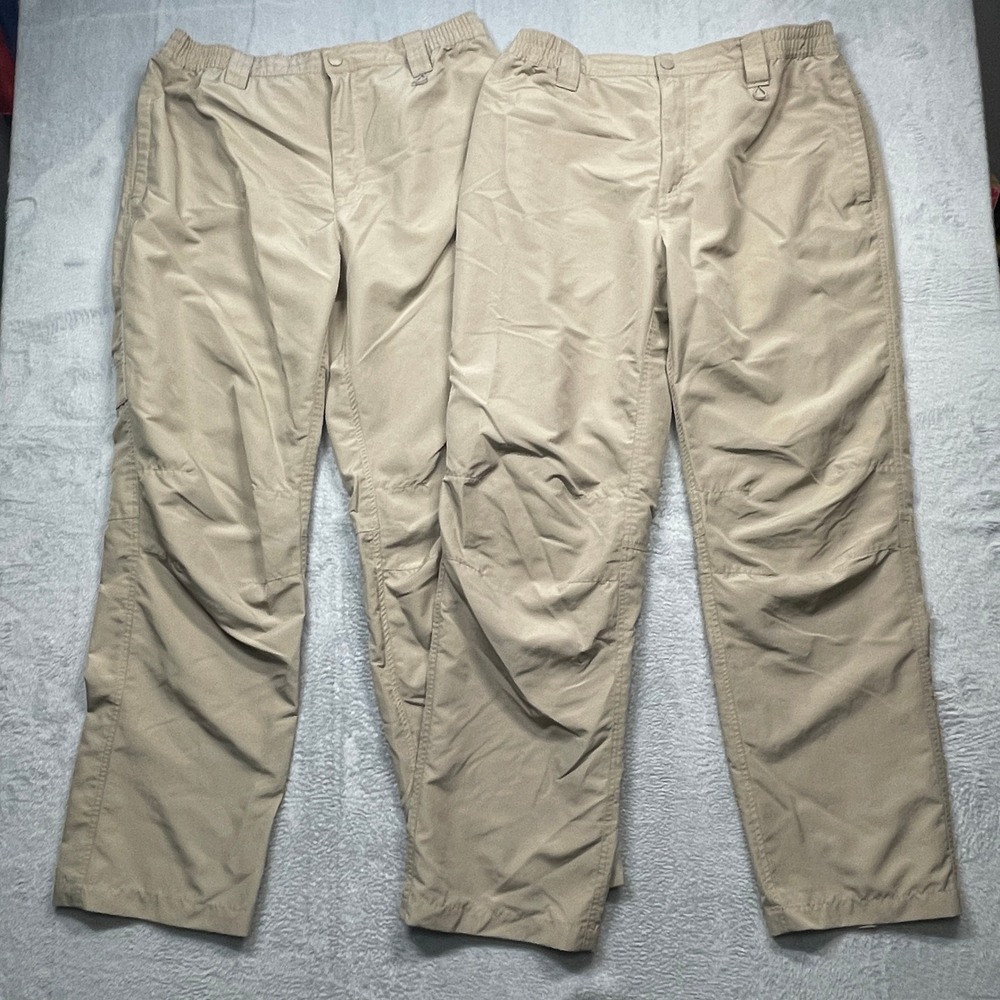 Set Of 2 Field & Stream Hiking Pants Mens LG Tan Ripstop Elastic Waist 32x31